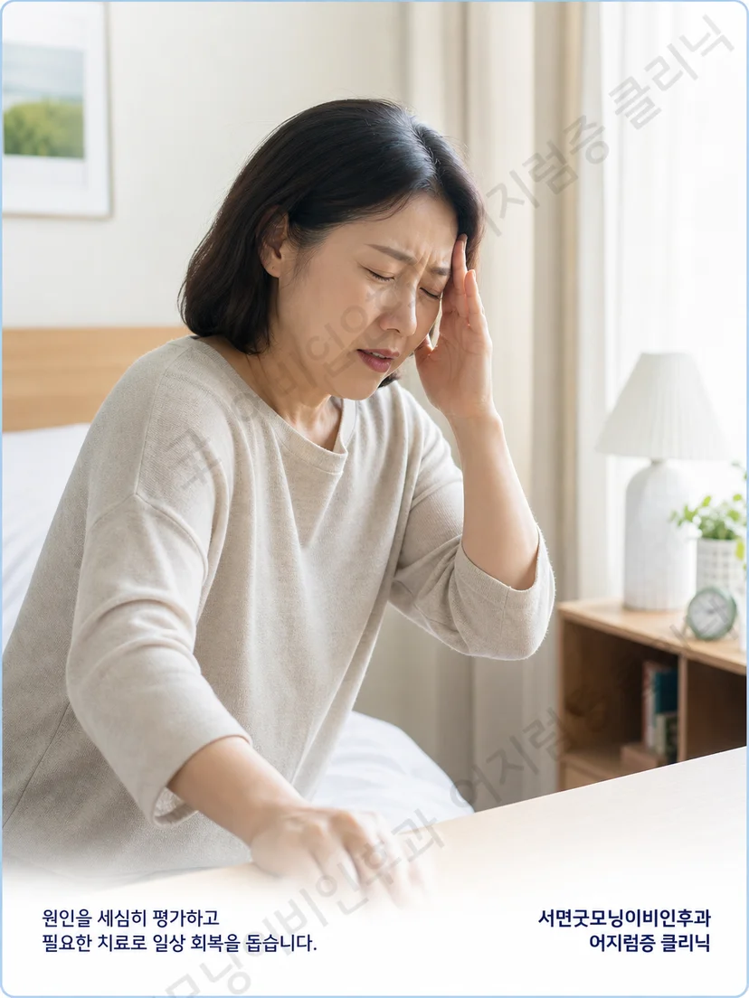 머리 자세에 따라 어지럼과 안진이 나타나는 환자 상황 설명