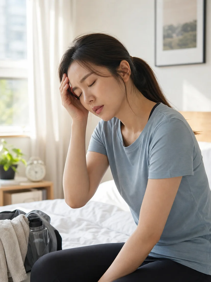 일과 후 저녁 운동과 수면 준비가 이어지는 생활 장면