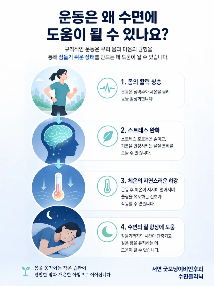 낮의 활동과 밤의 수면 리듬이 연결되는 원리를 나타낸 이미지