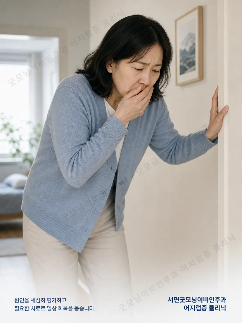 지속적인 어지럼과 보행 불안을 겪는 환자의 안전한 도움 상황