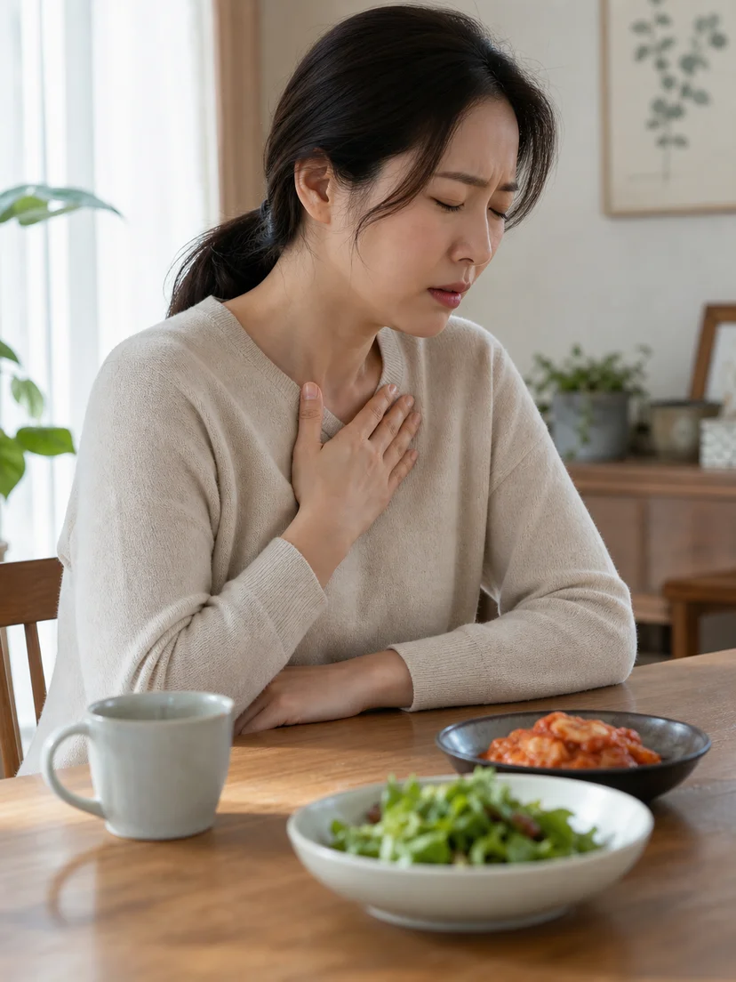 밤에 역류 불편감과 수면 중 각성을 경험하는 상황