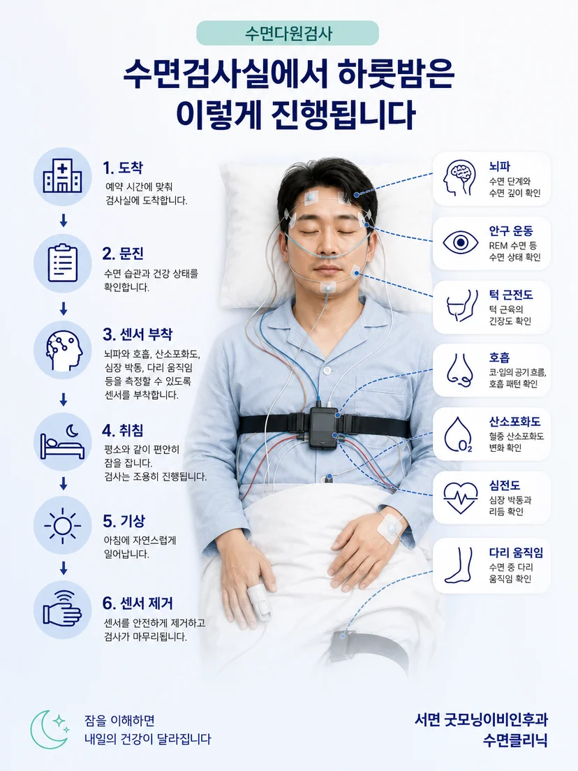 수면검사 전 문진과 준비사항을 확인하는 과정