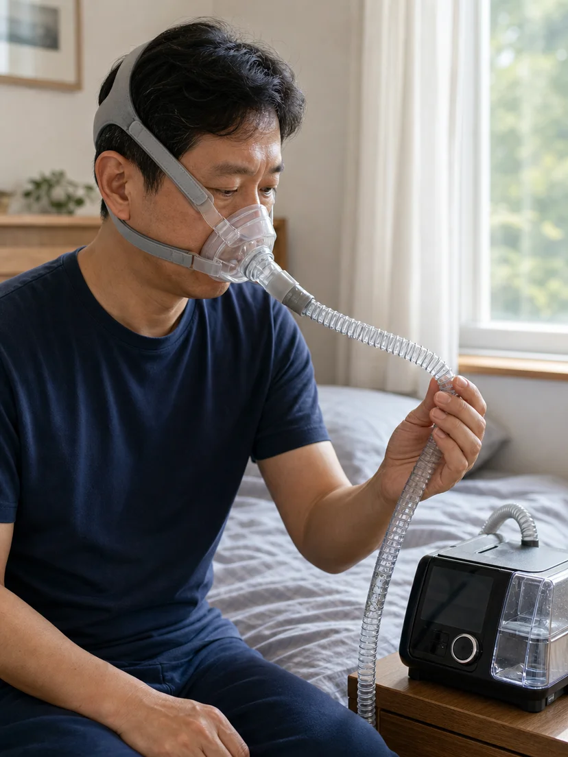 수면 중 양압기 호스의 물방울로 불편을 겪는 사용 상황