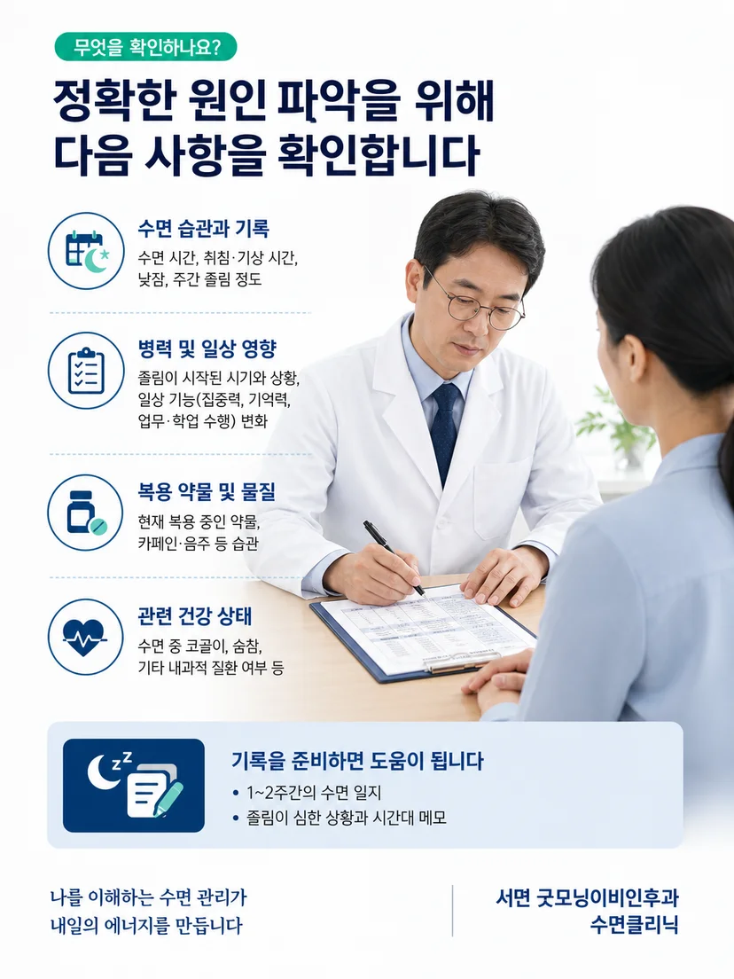 야간 수면검사와 다중수면잠복기검사의 평가 흐름