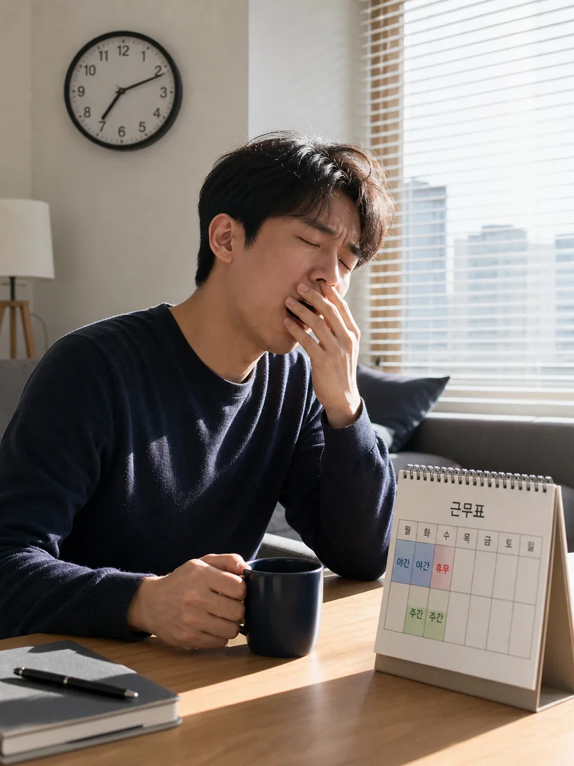 늦은 취침과 불규칙한 기상으로 생체리듬이 흔들리는 생활 상황