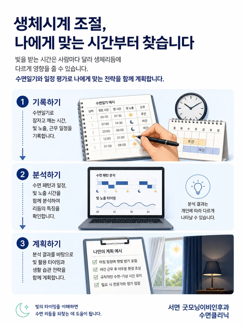 햇빛과 어두운 환경을 일정에 맞춰 조절하는 생활 관리