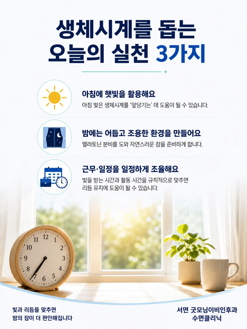 생체시계 관리를 위한 수면일기와 빛 환경 점검 요약