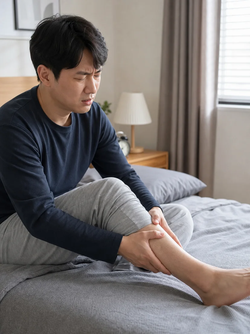 잠들기 전 다리 불편감과 수면 중 움직임을 구별하는 장면