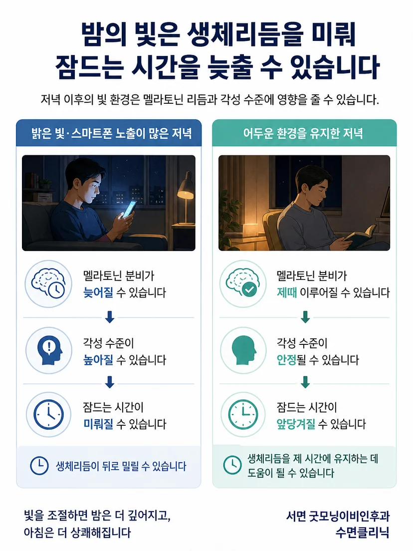 일시적인 늦은 취침과 반복되는 생체리듬 변화를 구분하는 이미지