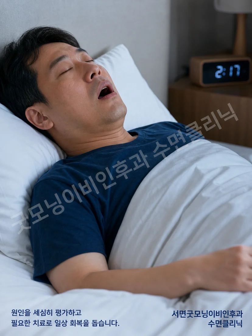 수면검사 전 두피와 모발 상태를 확인하는 환자