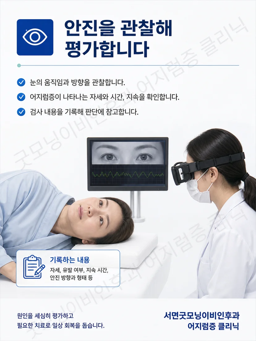 수평반고리관 이석증의 문진과 자세 안진 평가 과정