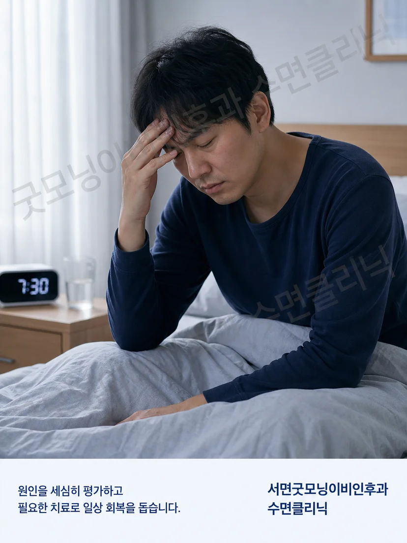 취침 전 흡연과 늦어진 수면 시작 상황을 보여주는 이미지