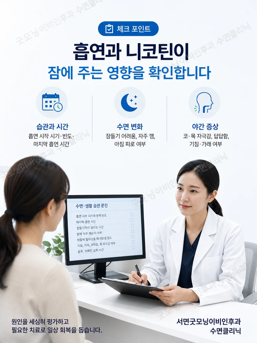 수면 증상과 상기도 상태를 함께 평가하는 진료 이미지