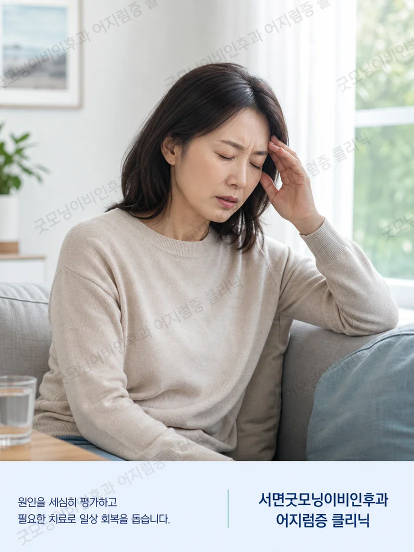 어지럼 발작 시간과 귀 증상을 기록하는 환자 상황 이미지