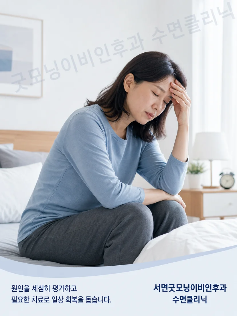 피로와 집중력 저하 및 기분 변화를 겪는 환자의 일상 상황
