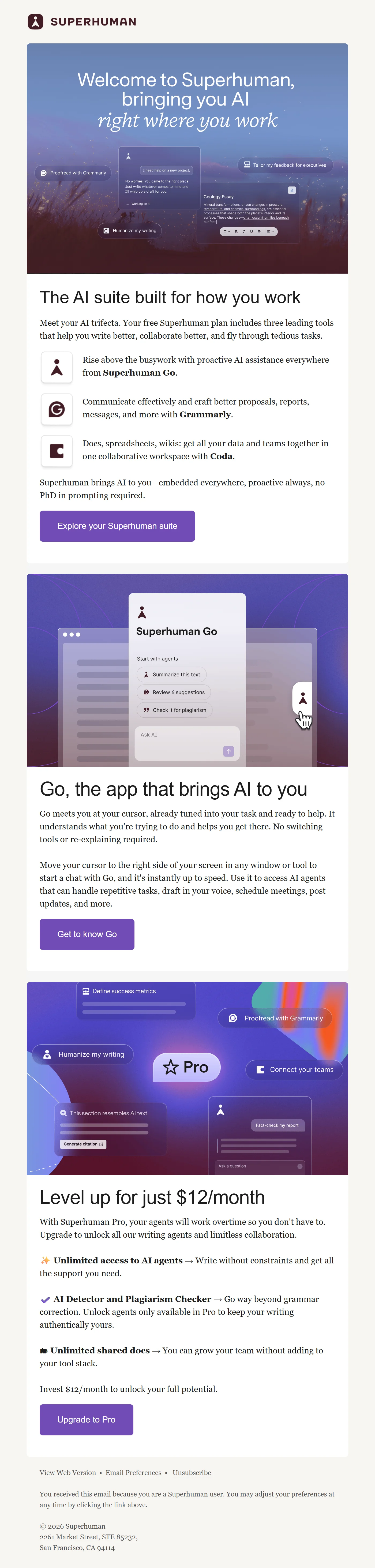 Superhuman welcome email