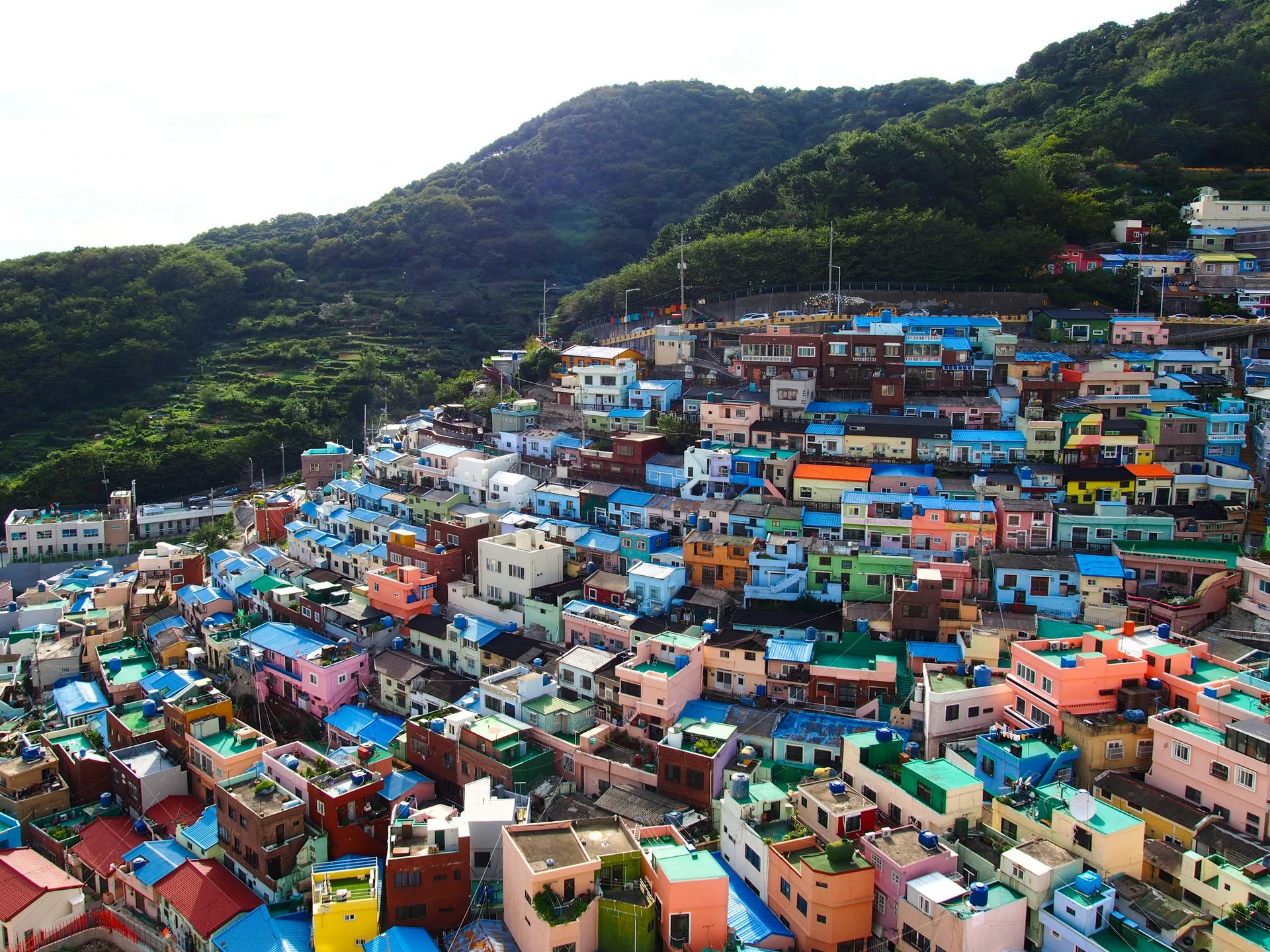 Colorful hillside houses of Gamcheon Culture Village in Busan