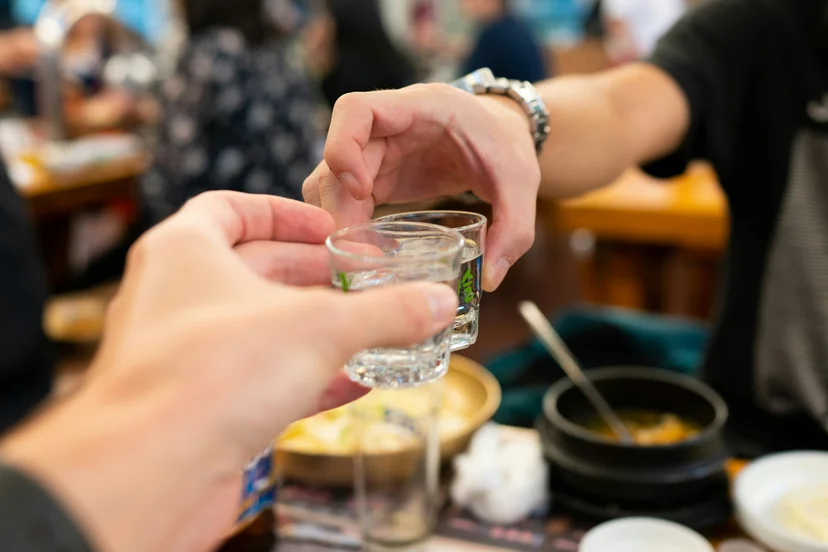 Fresh Korean seafood and soju at a Haeundae restaurant in Busan