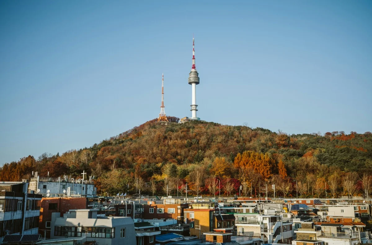 Busan Tower on the hilltop at Yongdusan Park with panoramic city views
