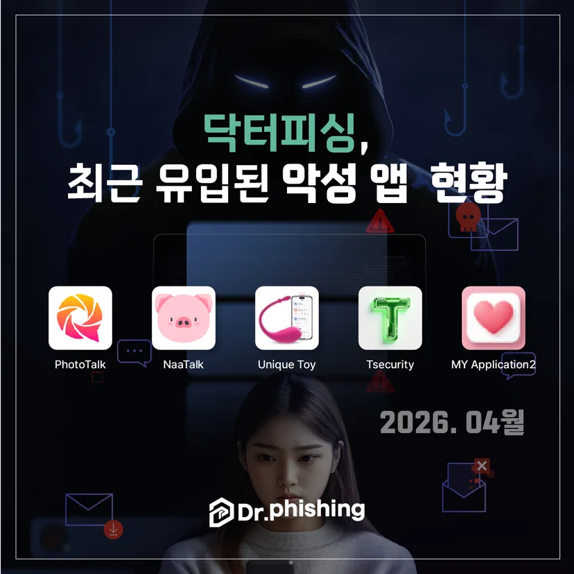 닥터피싱이 정리한 2026년 4월 최근 유입 몸캠피싱 악성 앱 현황 안내 이미지