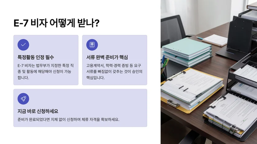 E-7 특정활동비자 신청 방법과 F-5 영주권 전환까지 완벽 가이드 E-7 비자란 무엇인가