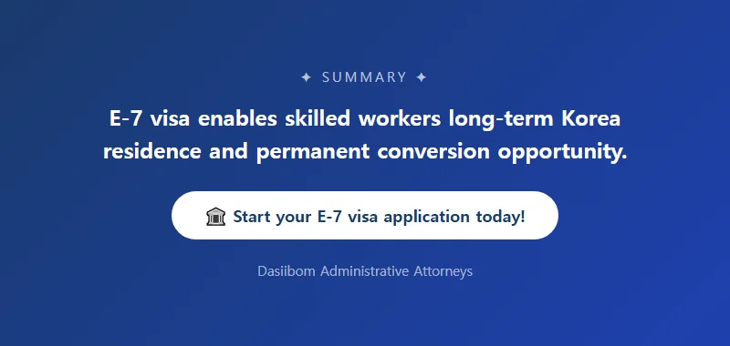 E-7 Specialized Occupational Visa Application Guide and Complete Path to F-5 Permanent Residence Conversion E-7 Visa Application Procedures and Review Process