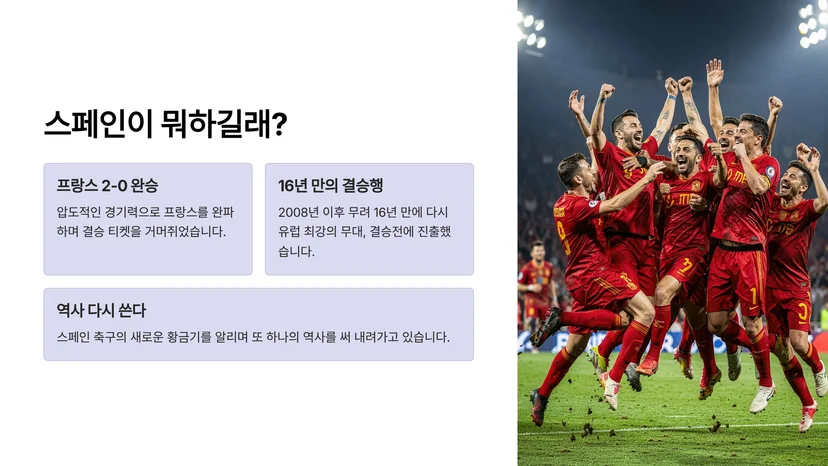 스페인 프랑스 2-0 완승, 16년 만의 월드컵 결승 진출 확정 스페인의 공격 전술이 프랑스 수비를 무너뜨리다