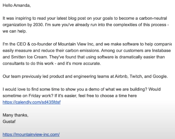 sales email example