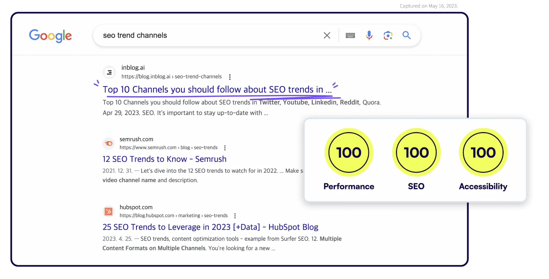 Google SERP 상위노출. 출처 | inblog.ai
