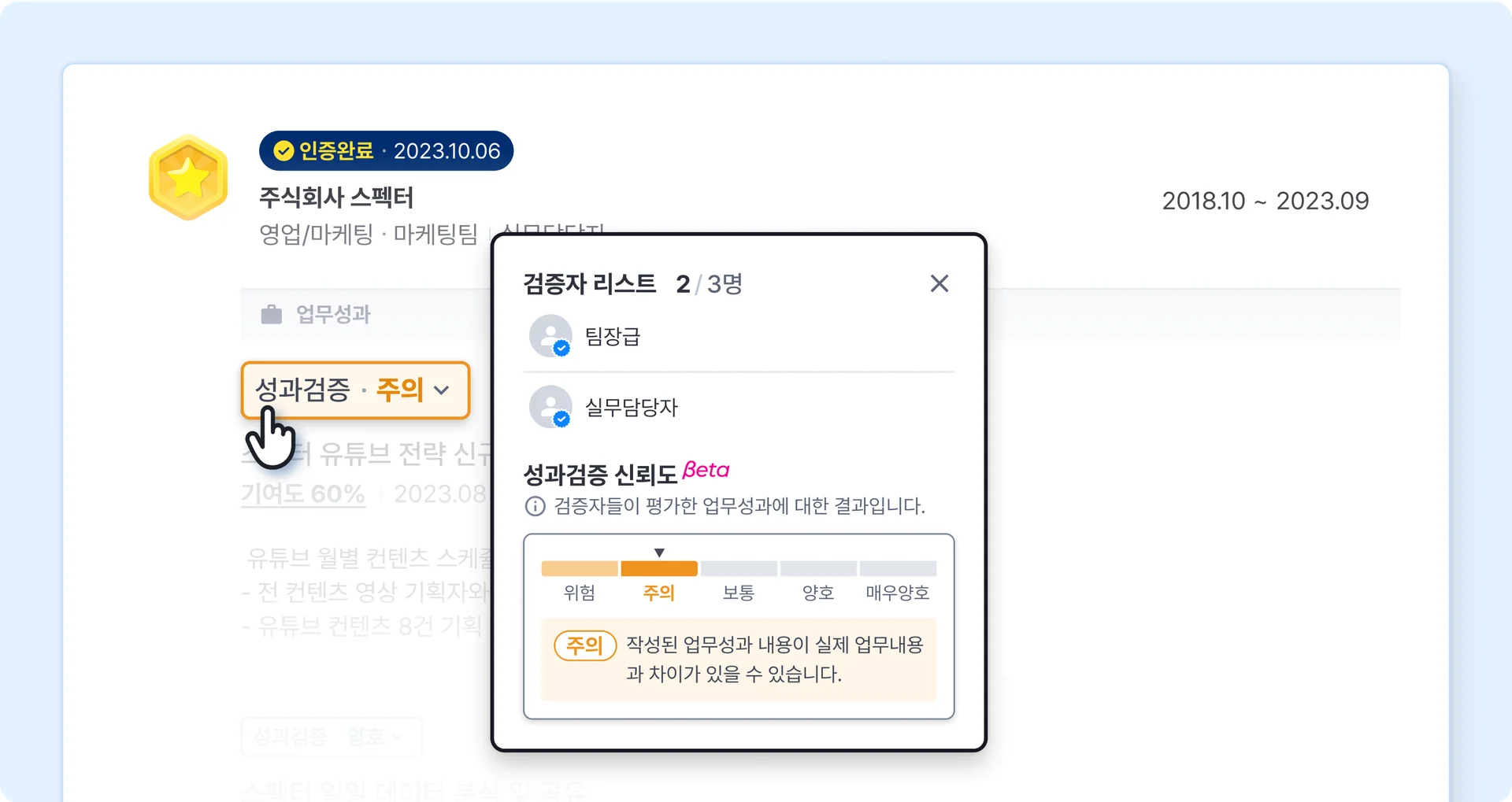 스펙터 파워프로필 성과검증 예시