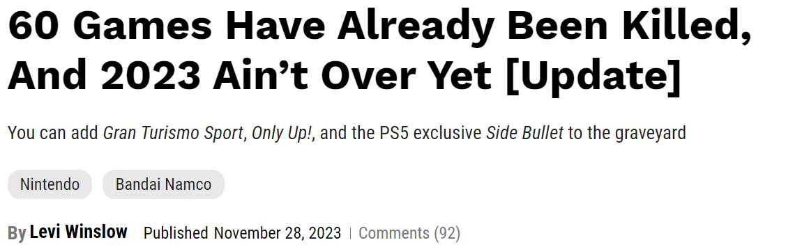 Game Development Termination