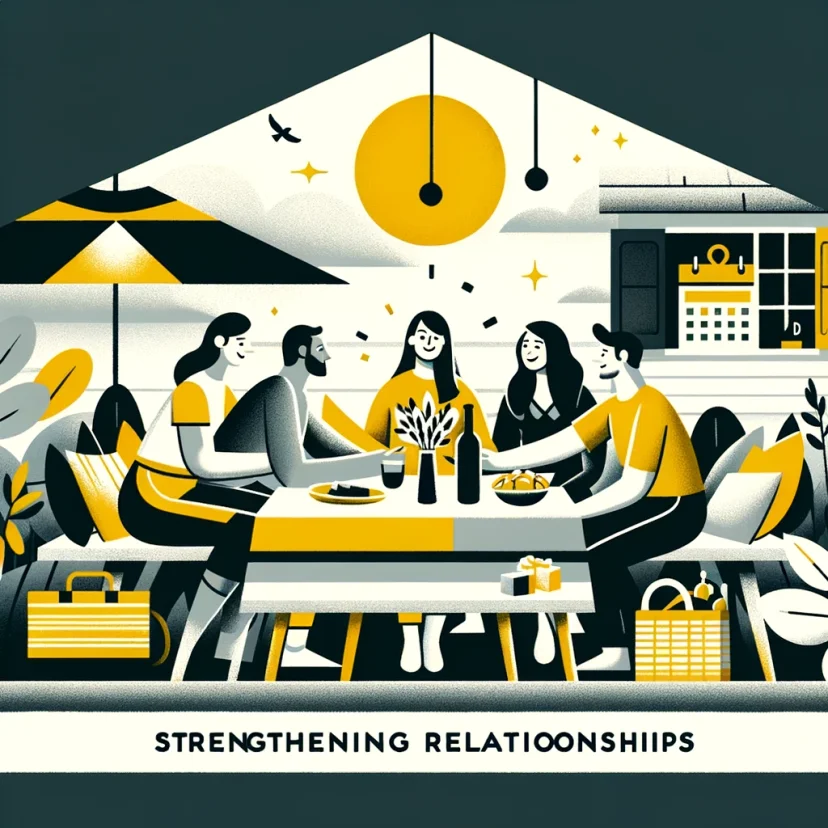 The image now purely captures the essence of nurturing personal connections through organized and balanced life activities, emphasizing shared experiences.