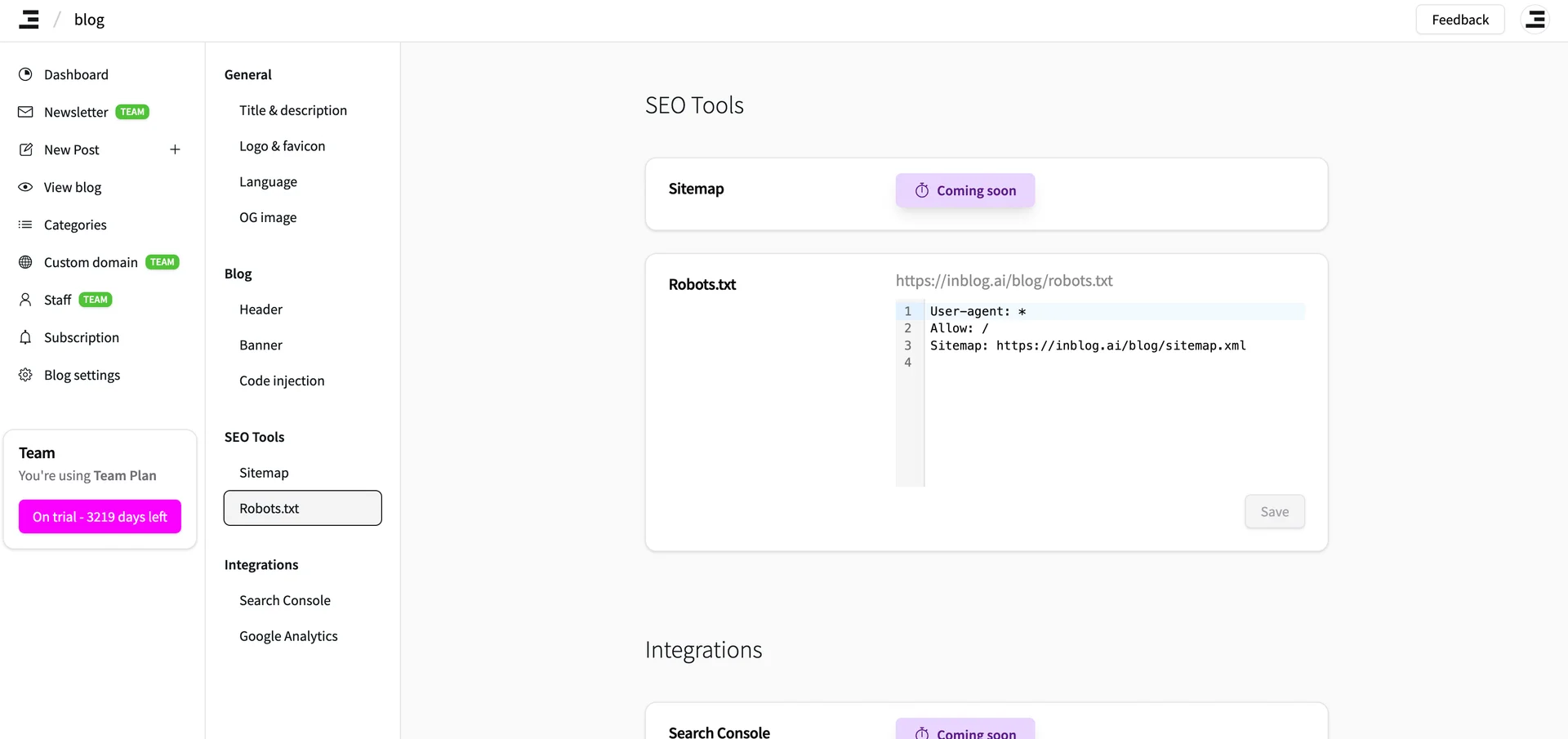 location of Robots.txt editor