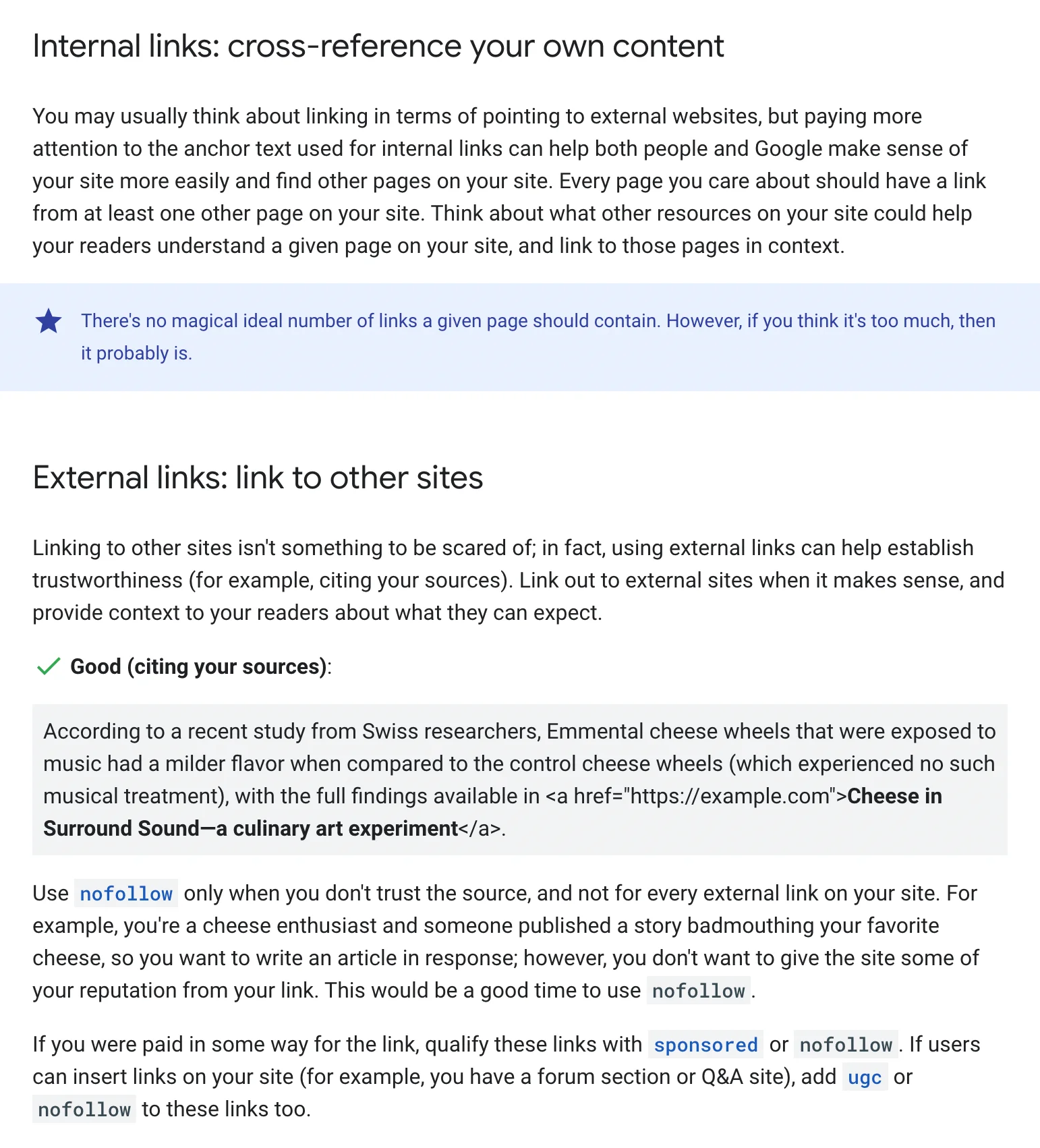 internal links and external links
