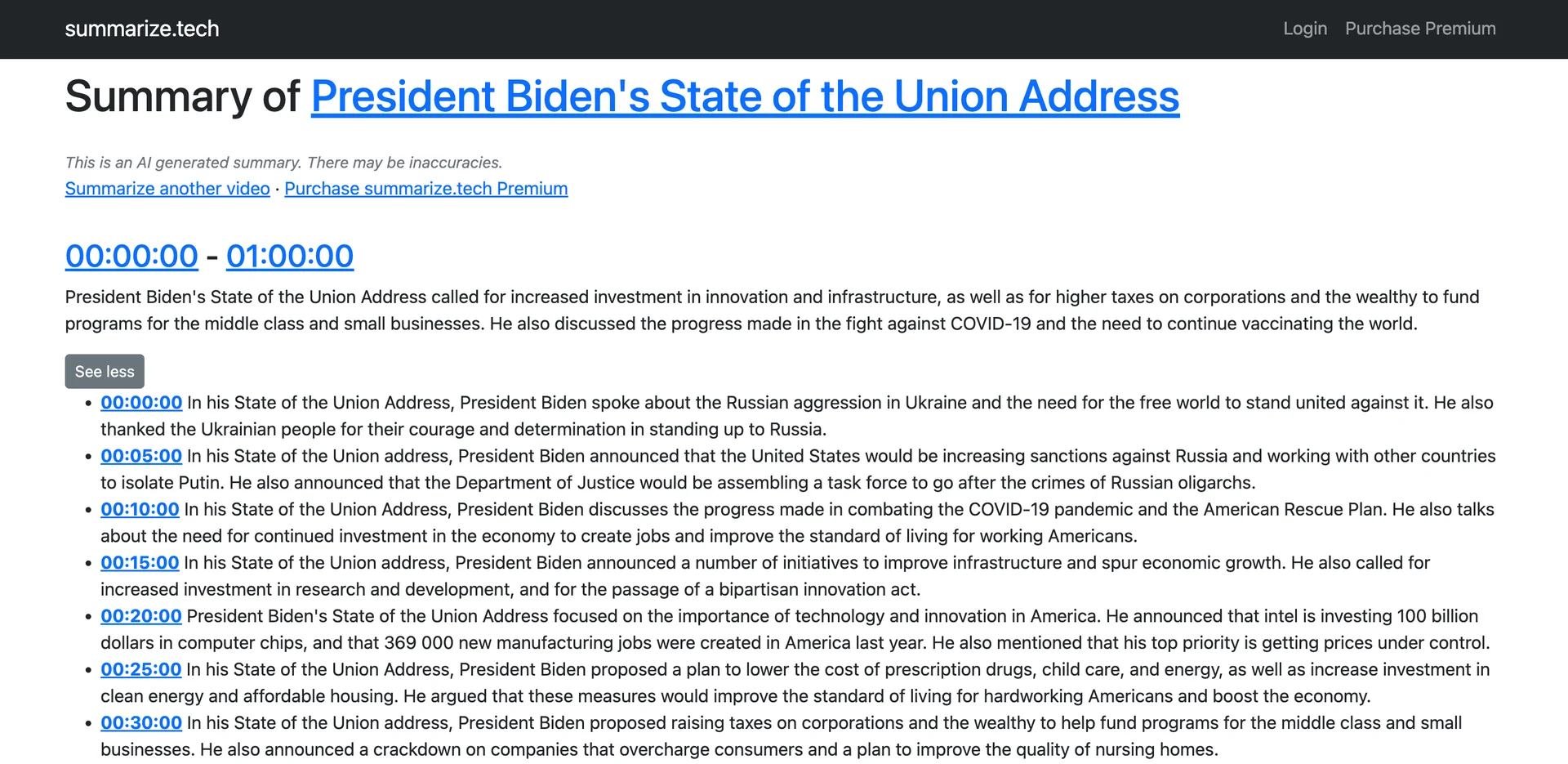 summarize.tech text summary