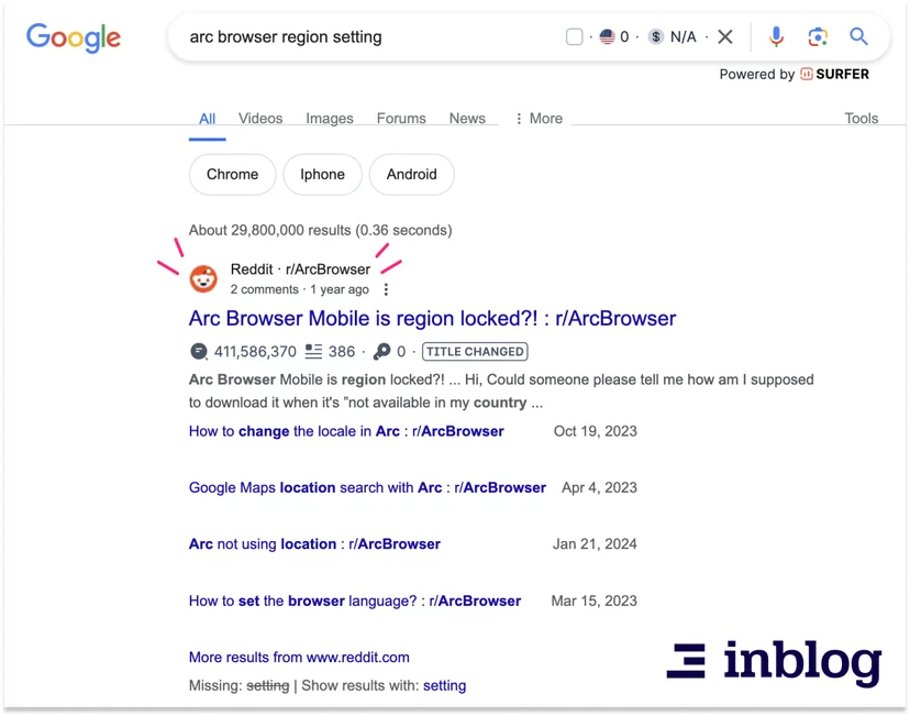 reddit on google