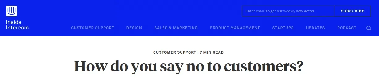 intercom blog - how do you say no to customers