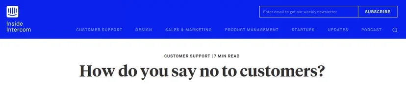 intercom blog - how do you say no to customers