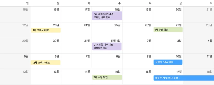 다빈치 웹솔루션 마일스톤