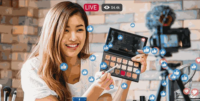 A girl trying to engage with people through live commerce