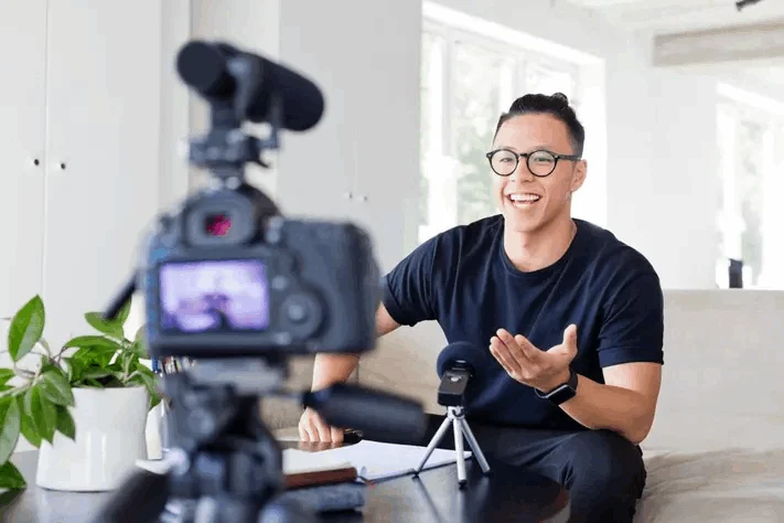 A man recording himself