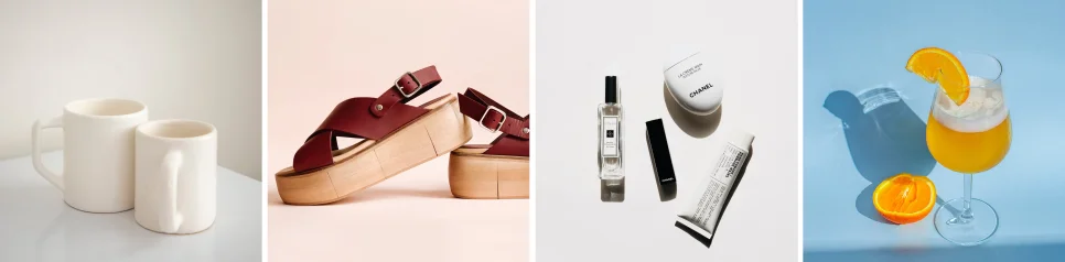 단색 배경에서 제품을 촬영한 모습