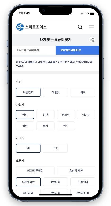 스마트 초이스, 통신사 요금제 비교, 알뜰폰 요금제 추천, OTT 할인