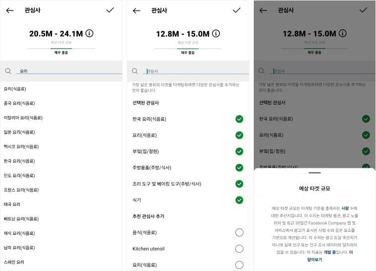 인스타그램 타겟 설정 예시