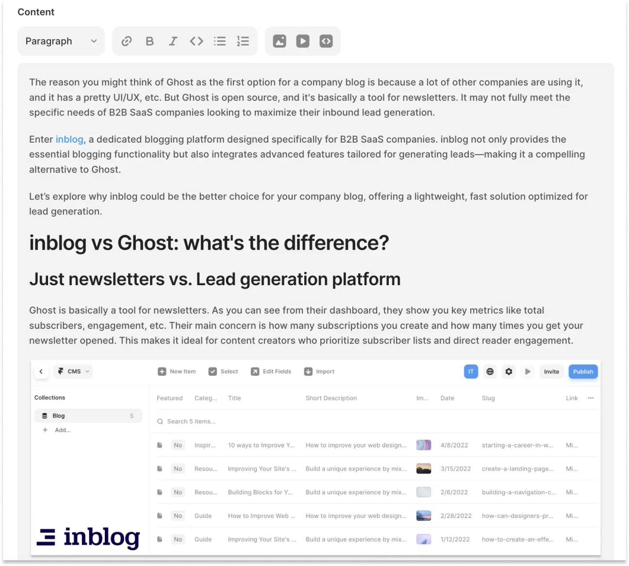 프레이머 CMS 내 에디터 모습