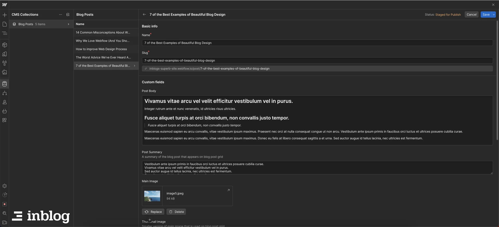 웹플로우 에디터 모습