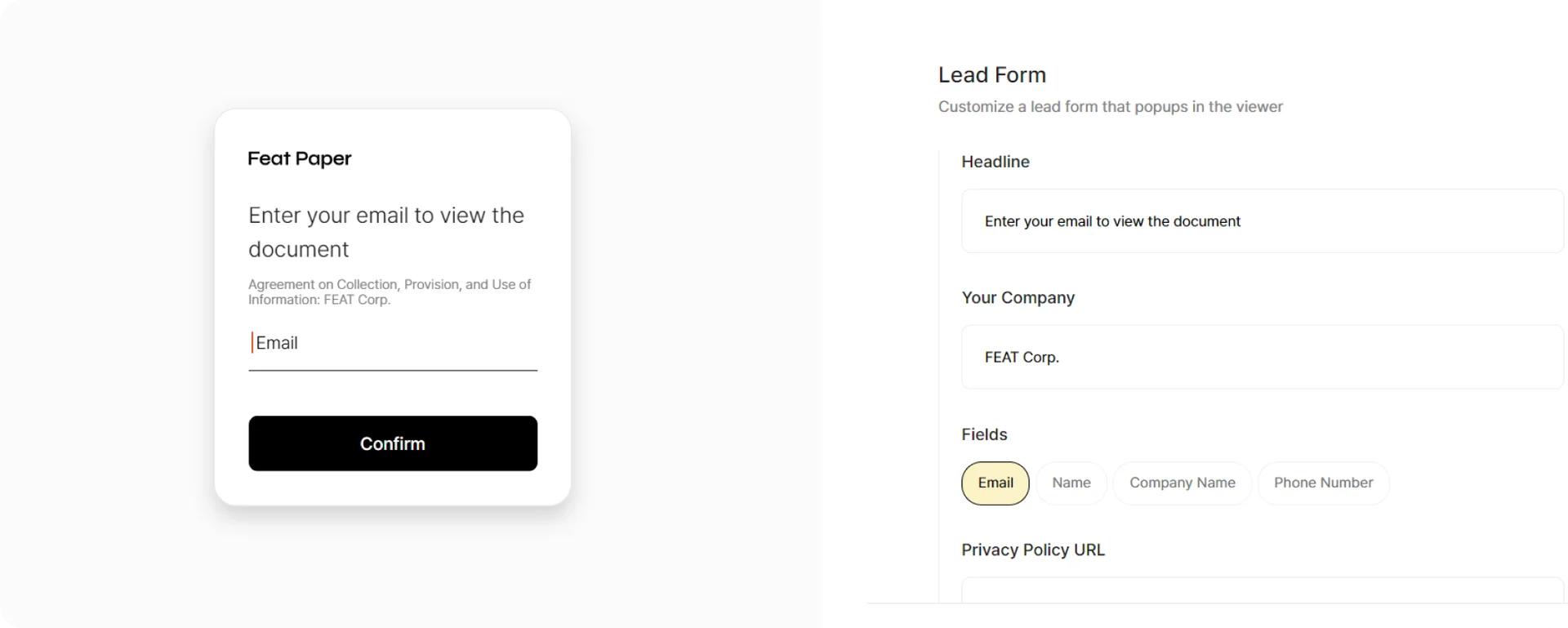 Customizing is also possible on lead form