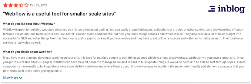 webflow lack of content scalability