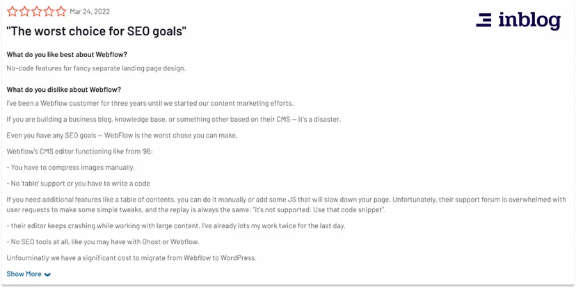 webflow needs advanced technical SEO implementation