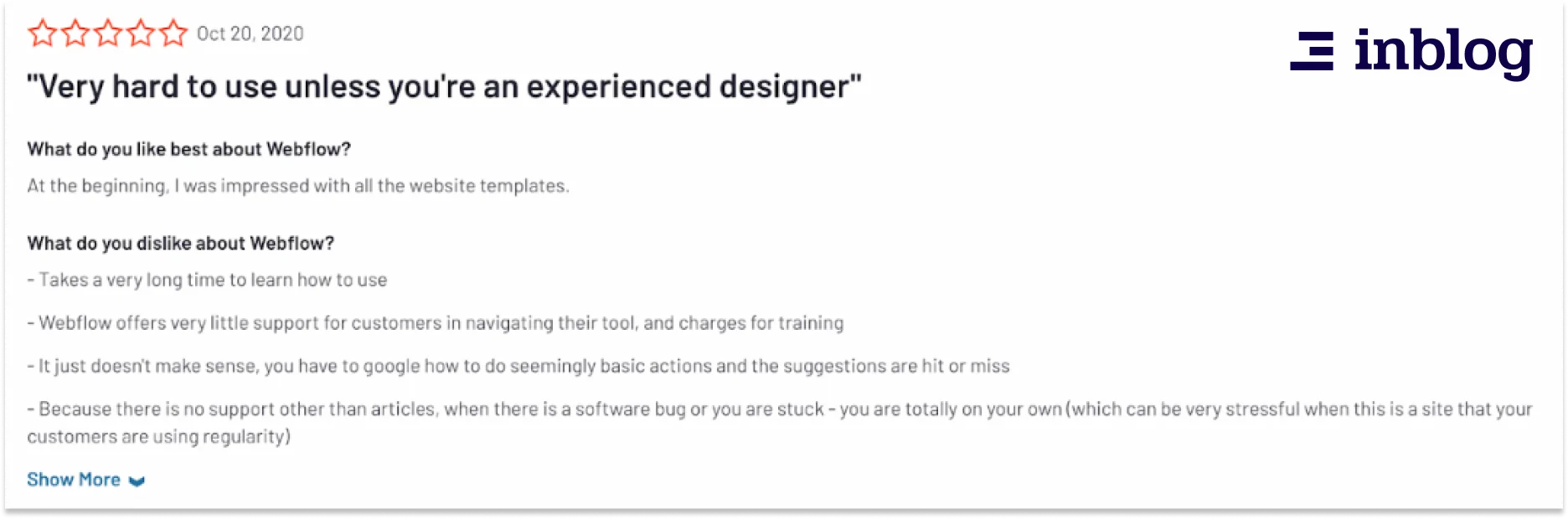 webflow's lack of performance cosideration